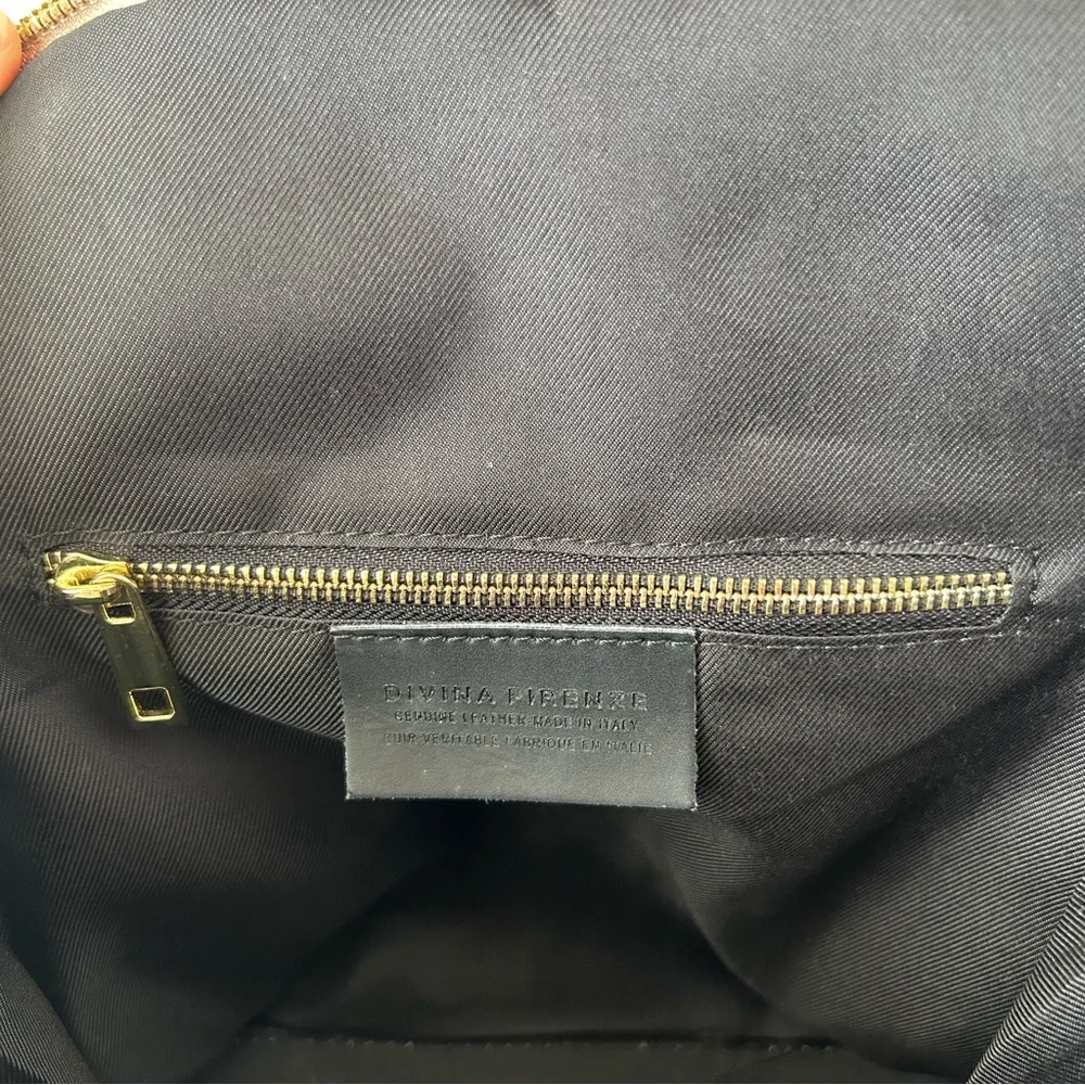 Divina Firenze Pebbled Leather Mini Backpack Purse Grey Camel Brown